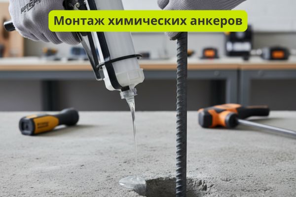 Монтаж химических анкеров фото